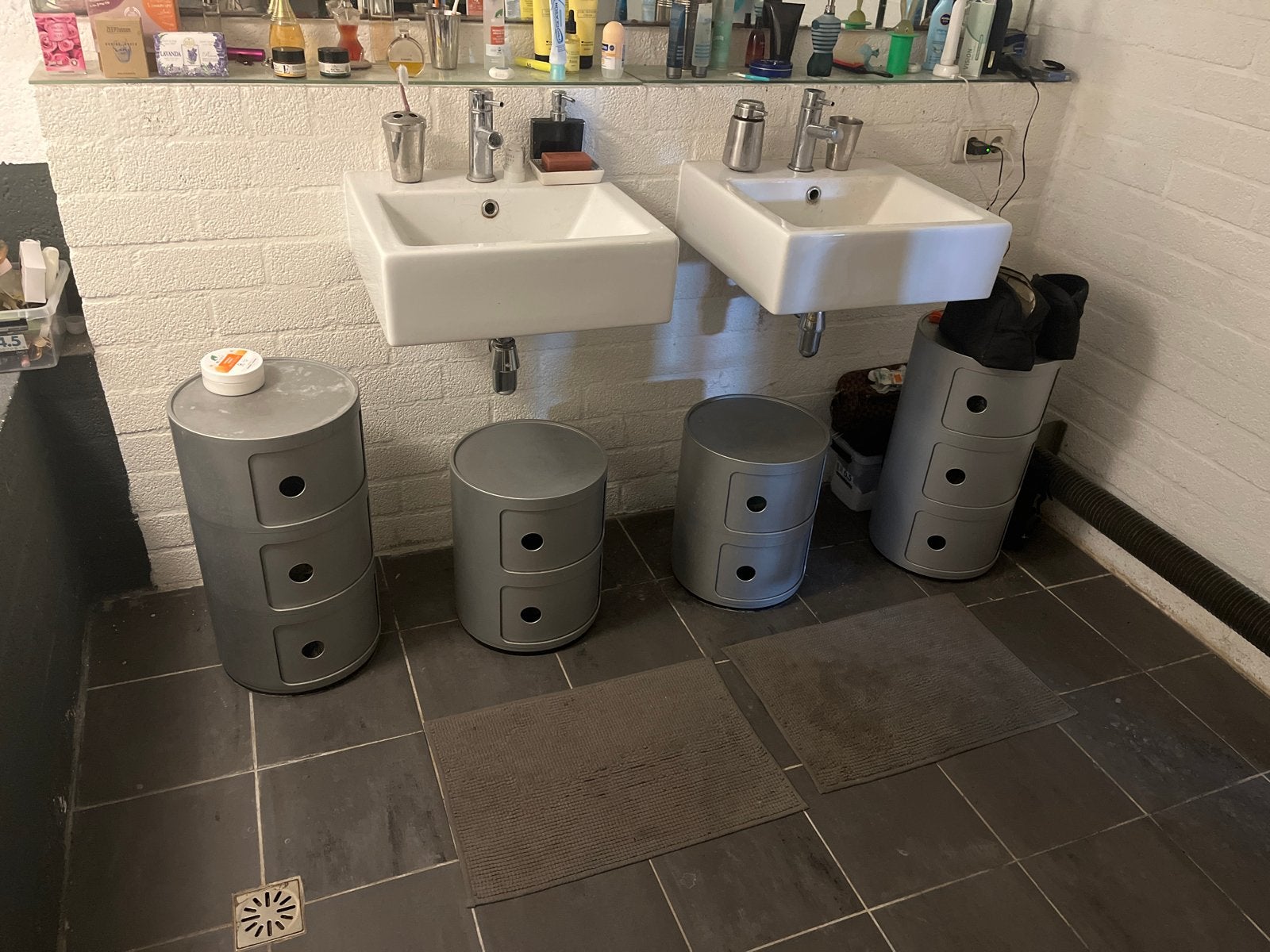 Set van 4 Kartell Componibili opbergers - grijs, Ophalen, Gebruikt, A, Minder dan 25 cm
