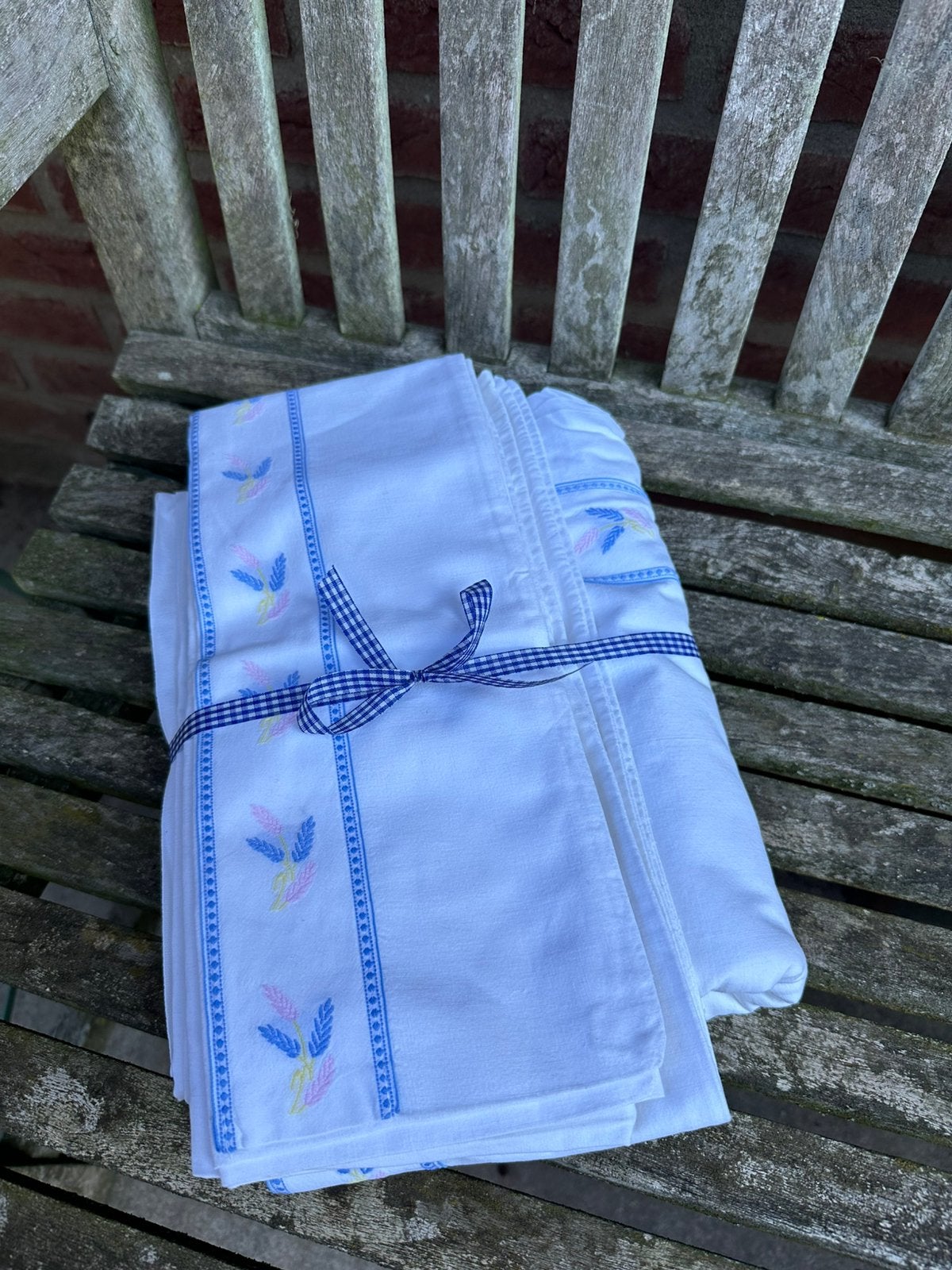 Vintage set beddengoed laken en slopen, Ophalen of Verzenden