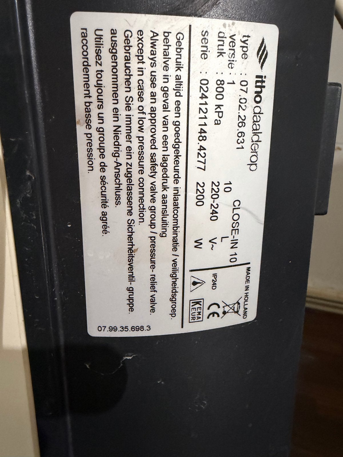 Itho Daalderop Close-in 10 liter boiler, Ophalen of Verzenden, Gebruikt