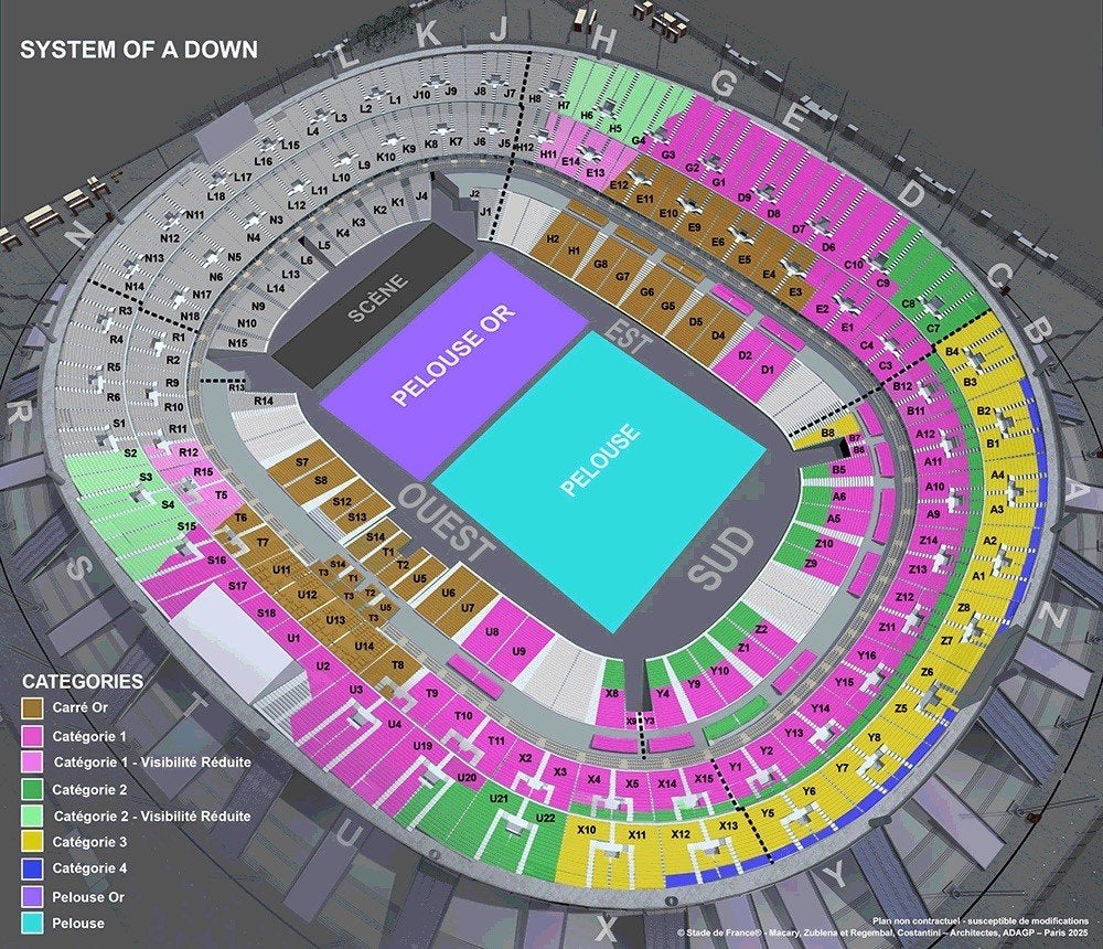 System of a Down - 2 JULY - ST. DE FRANCE - orginele prijs, Tickets en Kaartjes, Twee personen, Juli, Hard Rock of Metal