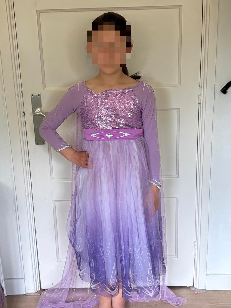 Frozen Elsa jurk Lila - Maat 128, Ophalen of Verzenden, Gebruikt, Meisje