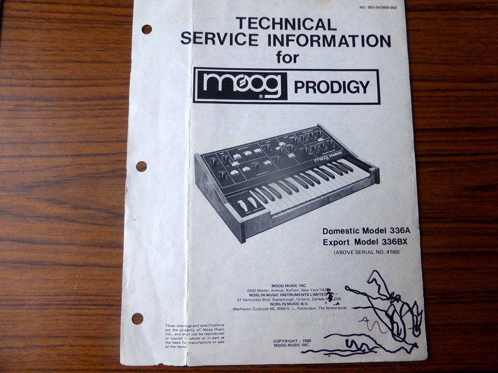 Service manual van de MOOG PRODIGY synthesizer, Ophalen of Verzenden, Zo goed als nieuw, Keyboard of Synthesizer