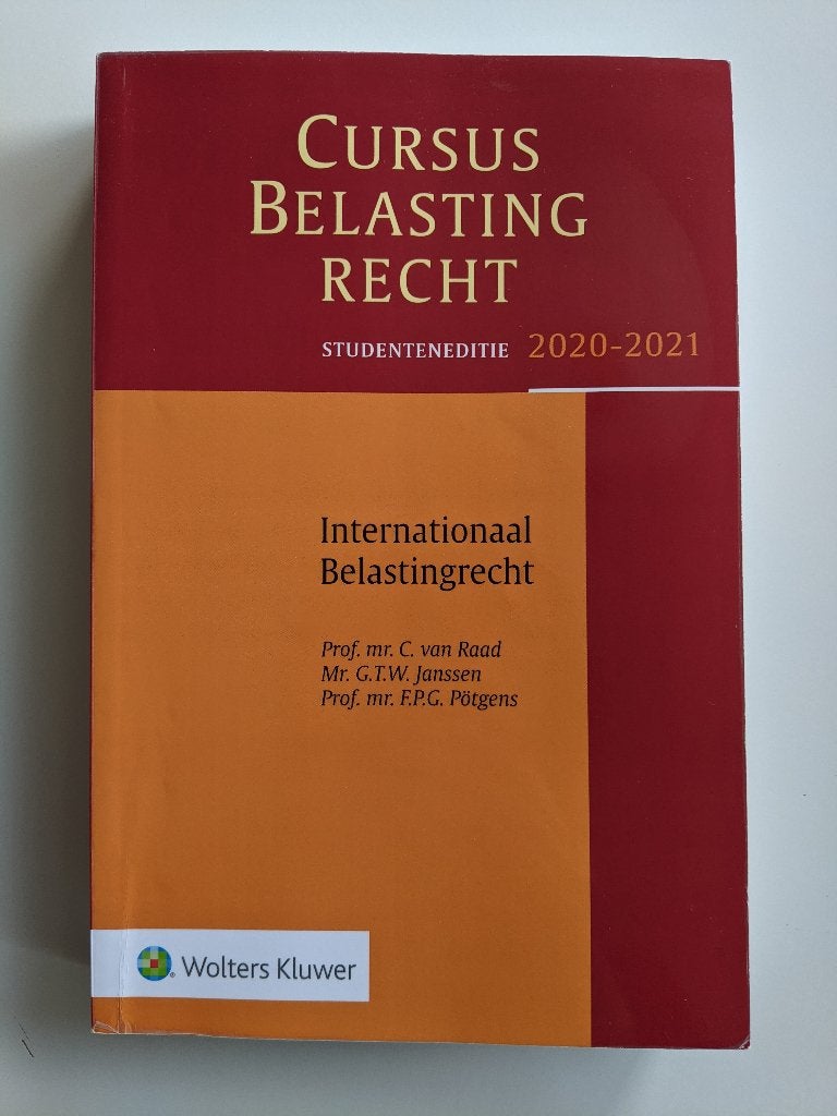 Cursus Belastingrecht Intern. Belastingrecht 2020-2021, Gelezen, Ophalen of Verzenden, WO, Van Raad, Janssen, Pötgens