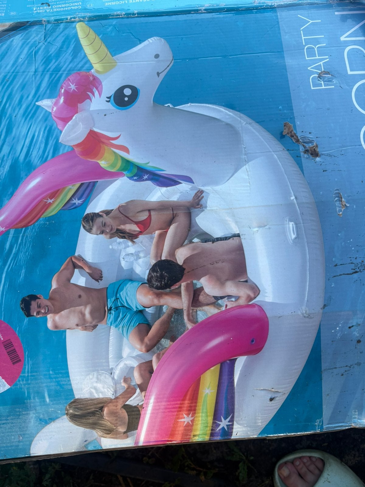Opblaasbare Unicorn Party Eiland XXL – Nieuw (1x opgeblazen), Ophalen, Zo goed als nieuw