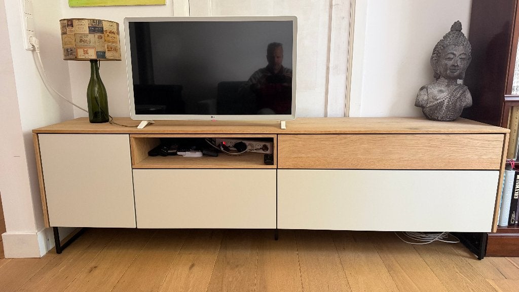 Xooon Lindfield lowboard tv‑meubel 200 cm, Ophalen, Modern design, 150 tot 200 cm, Eikenhout