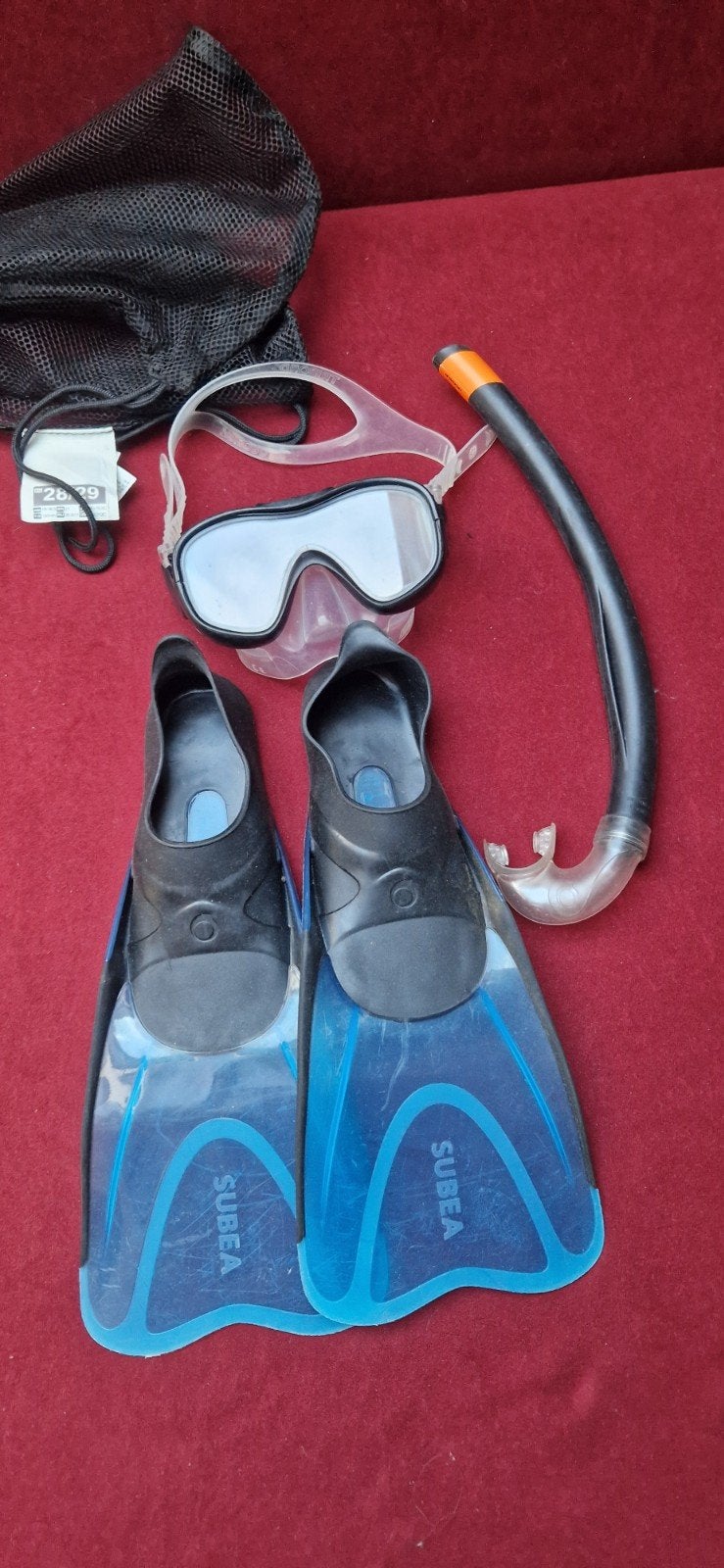 Duikbril, snorkel en zwemvliezen voor kinderen (EU 28/29), Ophalen of Verzenden, Gebruikt, Snorkelset