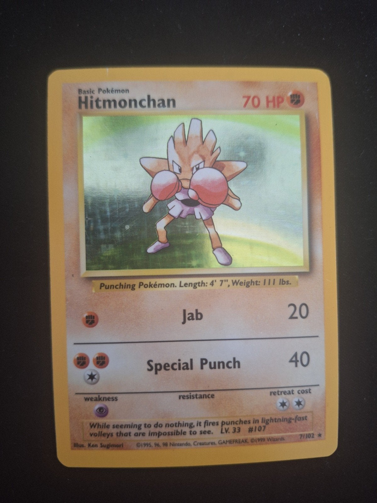 hitmonchan base set - vintage pokemon, Ophalen of Verzenden, Zo goed als nieuw