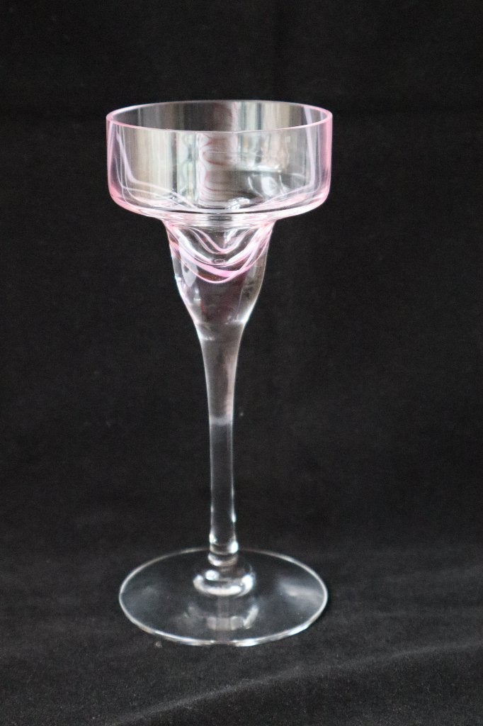 Vintage Caithness glass Schotland Pink Swirl kaarsenhouder, Ophalen of Verzenden