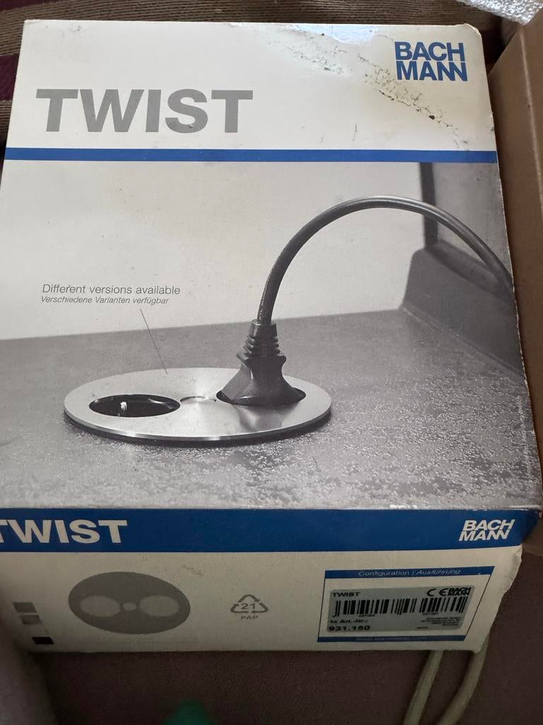 Bachmann Twist 2x Stopcontact Mat Zwart - Inbouw, Ophalen, Nieuw, Stopcontact
