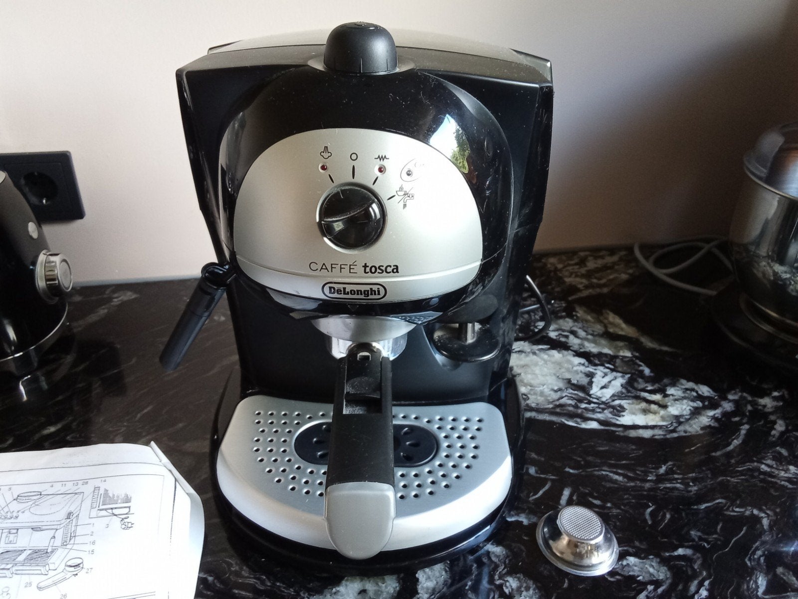 De'Longhi Caffe Tosca espresso cappuccino machine zwart, Ophalen, Espresso apparaat, Gemalen koffie, Zo goed als nieuw