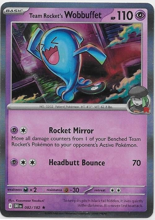 Destined Rivals,  Team Rocket's Wobbuffet [holo] 82/182, Verzenden, Nieuw, Losse kaart