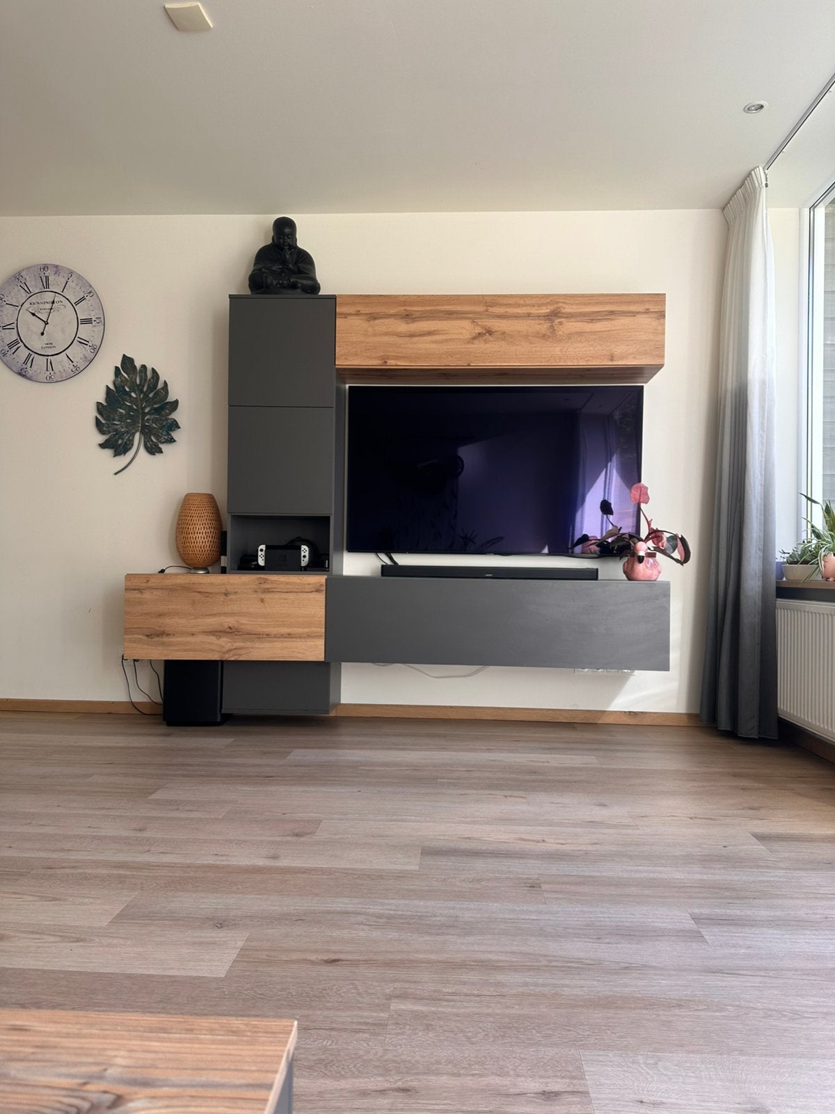 Tv meubel / wand kast Otto antraciet houtlook 240 x 200, Ophalen, 200 cm of meer, Zo goed als nieuw, 200 cm of meer