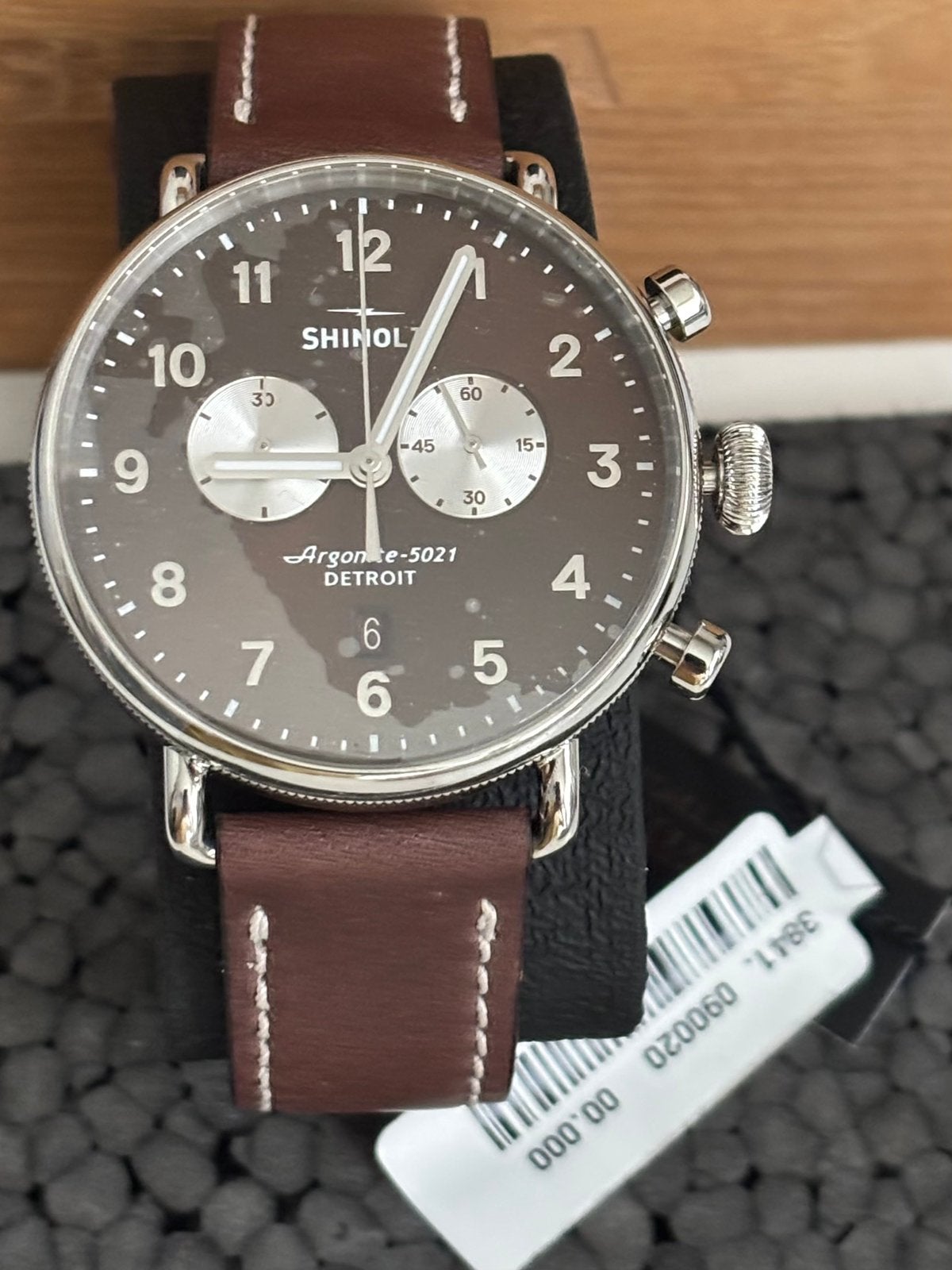 Shinola horloge Canfield 43 mm chronograaf bruin origineel, Sieraden, Tassen en Uiterlijk, Horloges | Heren, Leer, Staal, Polshorloge
