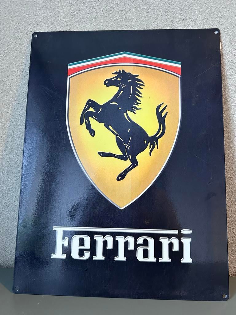 Ferrari metalen wandbord - Scuderia Ferrari logo, Ophalen, Gebruikt, Auto's