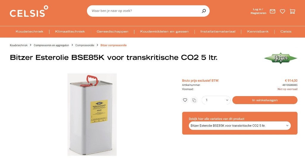 Bitzer BSE85K esterolie 5L nieuw ongeopend, Minder dan 25 liter, Ophalen of Verzenden, Nieuw, Minder dan 200 liter/min