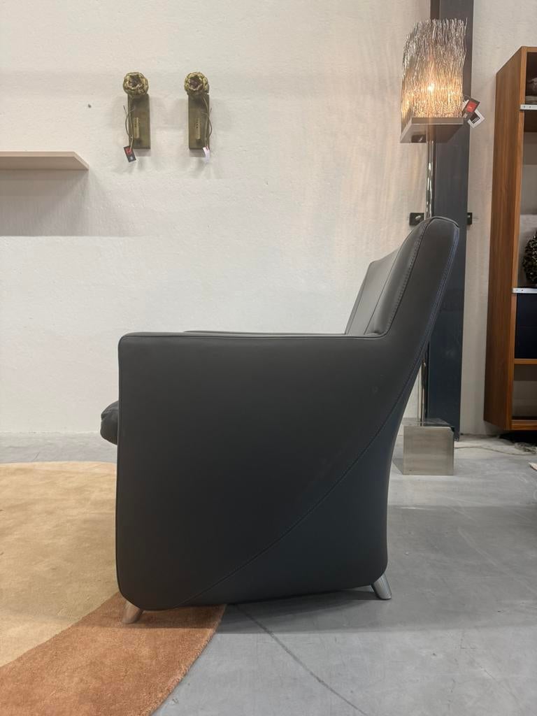 Leolux Evidence Dolcinea Fauteuil Grijs leer Design stoel, Leolux, Ophalen of Verzenden, Pode Evidence, Leer