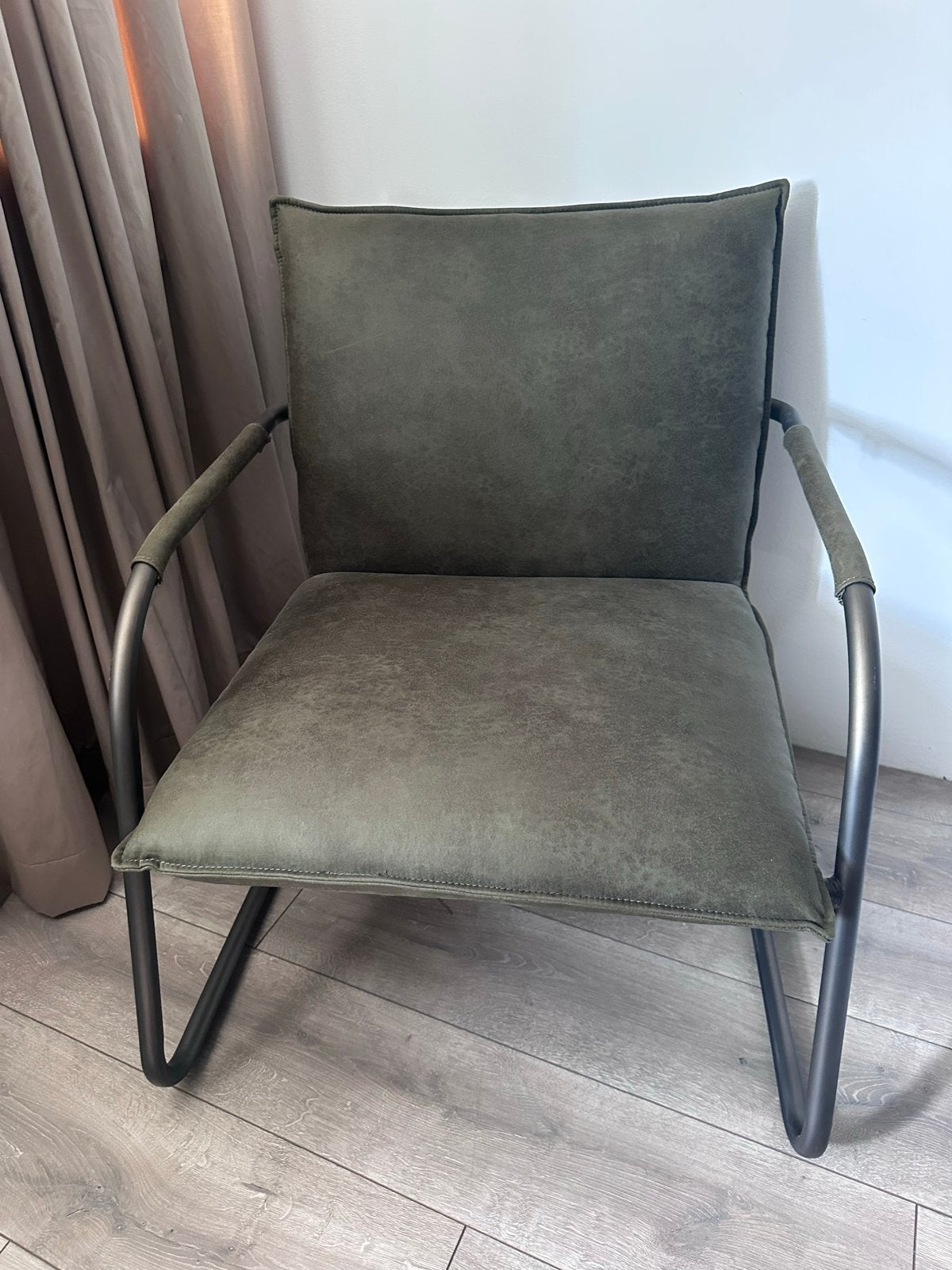 Groene stoel Eleonora met metalen frame - 71x77x86 cm, Ophalen, Gebruikt, Overige kleuren, Metaal