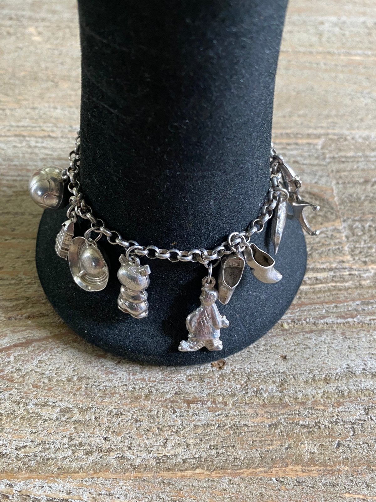 Vintage bedelarmband zilver, Ophalen of Verzenden, Zo goed als nieuw, Zilver, Overige materialen