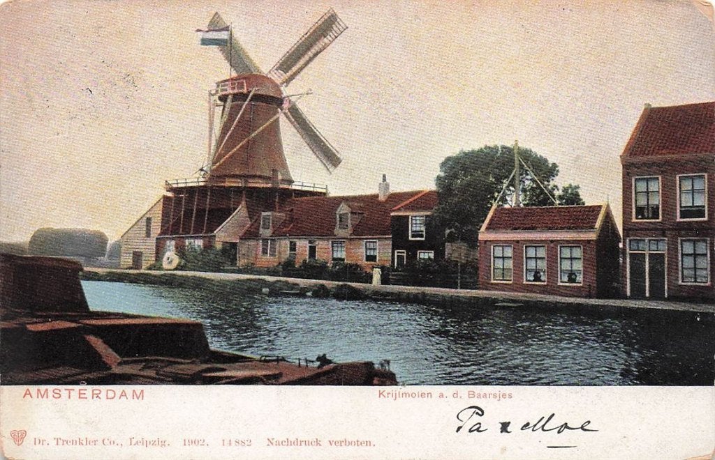 702-495-025 Amsterdam Krijtmolen A D Baarsjes, Verzamelen, Ansichtkaarten | Nederland, Verzenden, Voor 1920, Noord-Holland