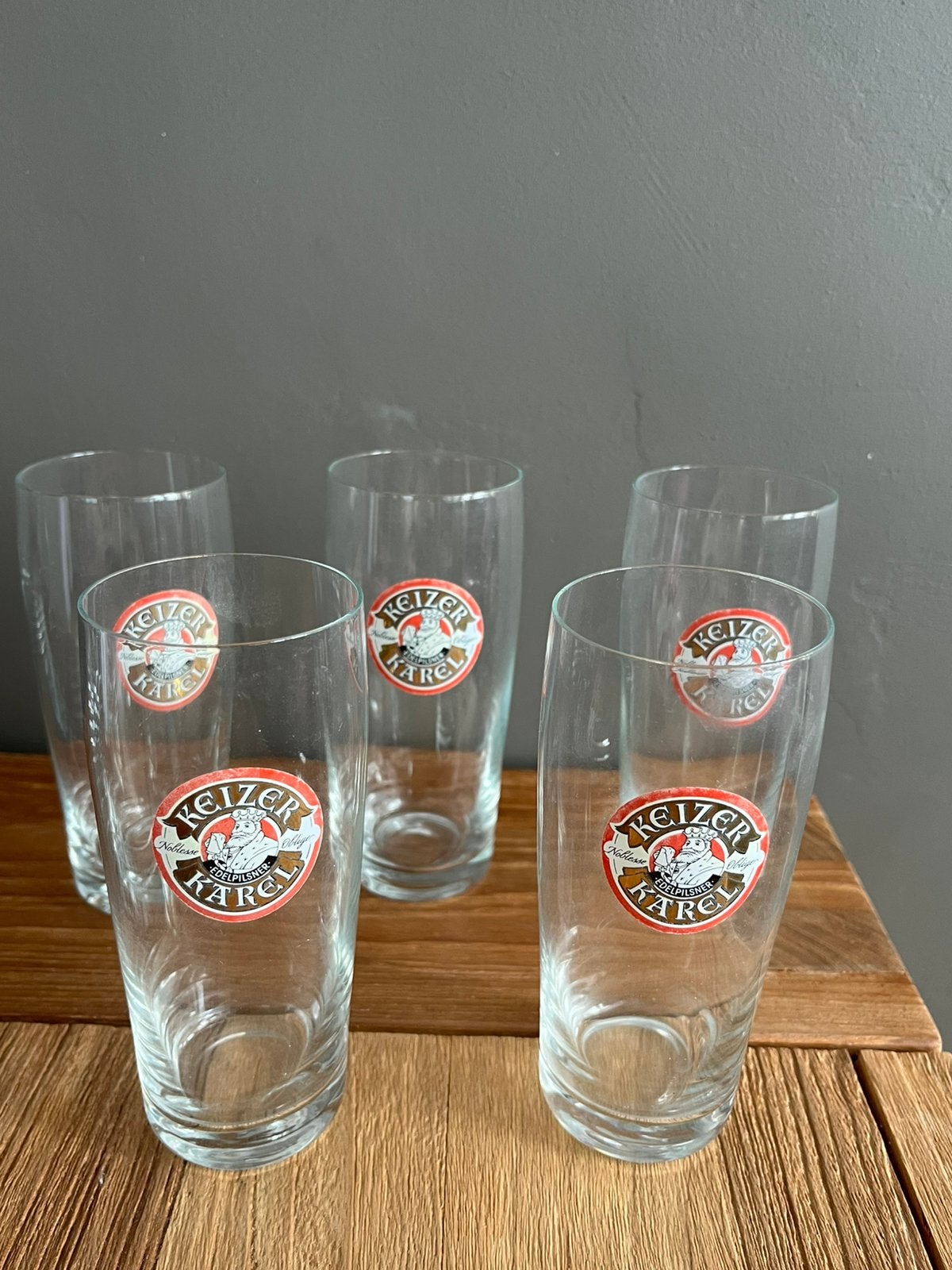 •5x vintage Keizer Karel bier/pilsglas, Ophalen of Verzenden, Gebruikt