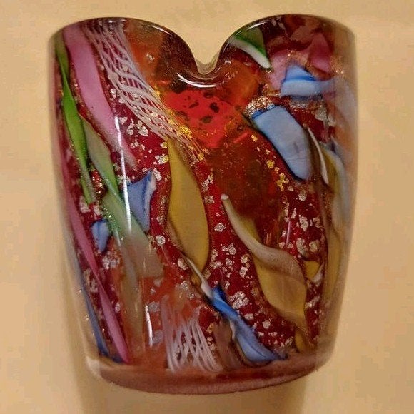 Klein Murano glas vaasje, kleurrijk, Ophalen of Verzenden