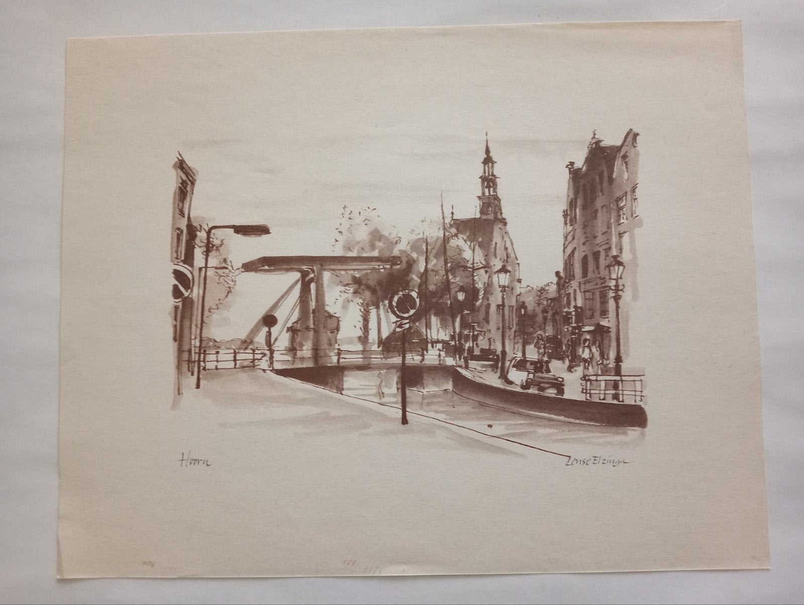 Hoorn offset prent, Ophalen of Verzenden, Voor 1940, Gebruikt, Overige onderwerpen