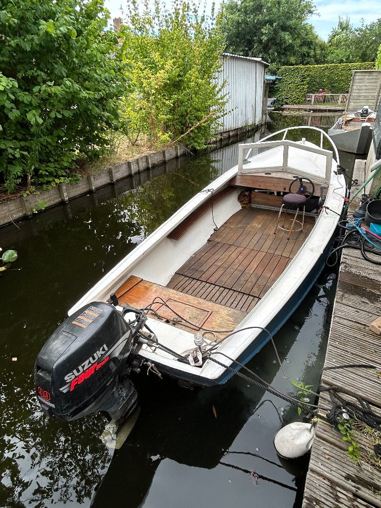 Beenhakker vlet / grachtenboot + Suzuki 9.9pk 4-takt, Watersport en Boten, Gebruikt, Staal, 5 m, Anker