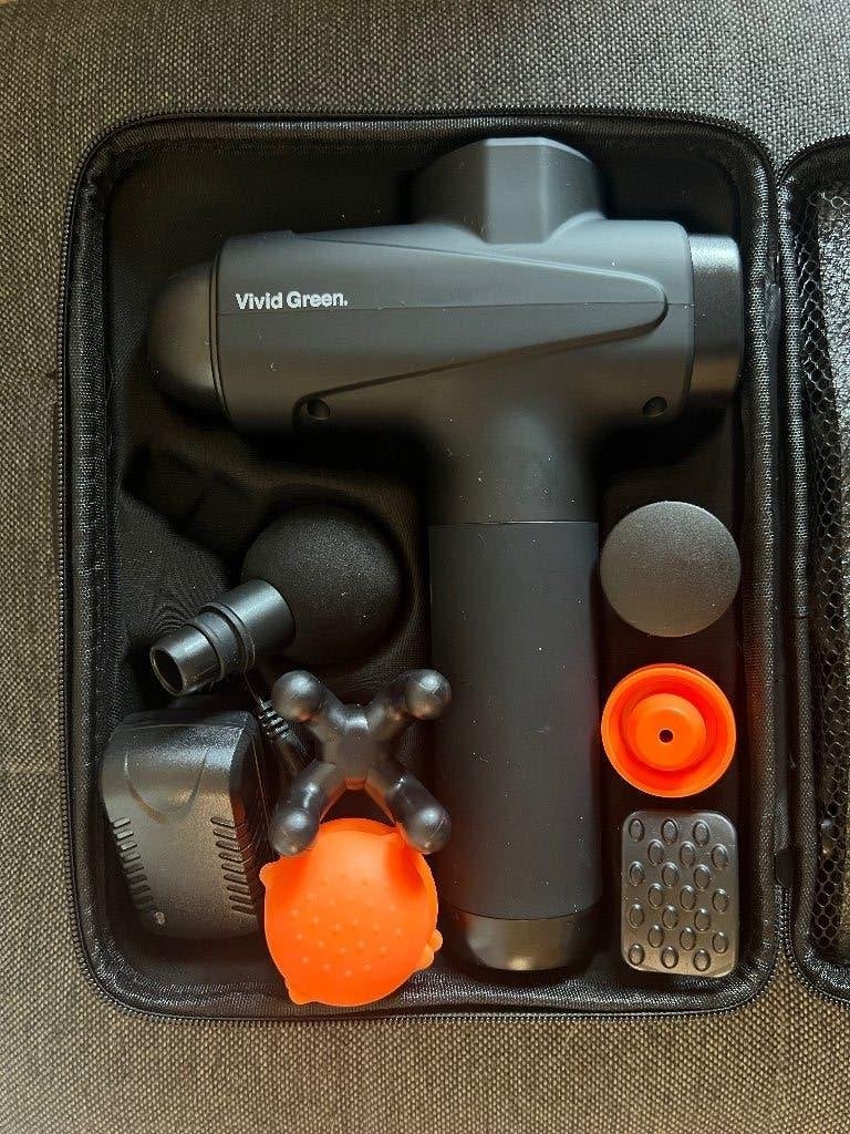 ZGAN Vivid Green Massage Gun met 12 Opzetstukken in Koffer!, Verzenden, Zo goed als nieuw, Apparaat