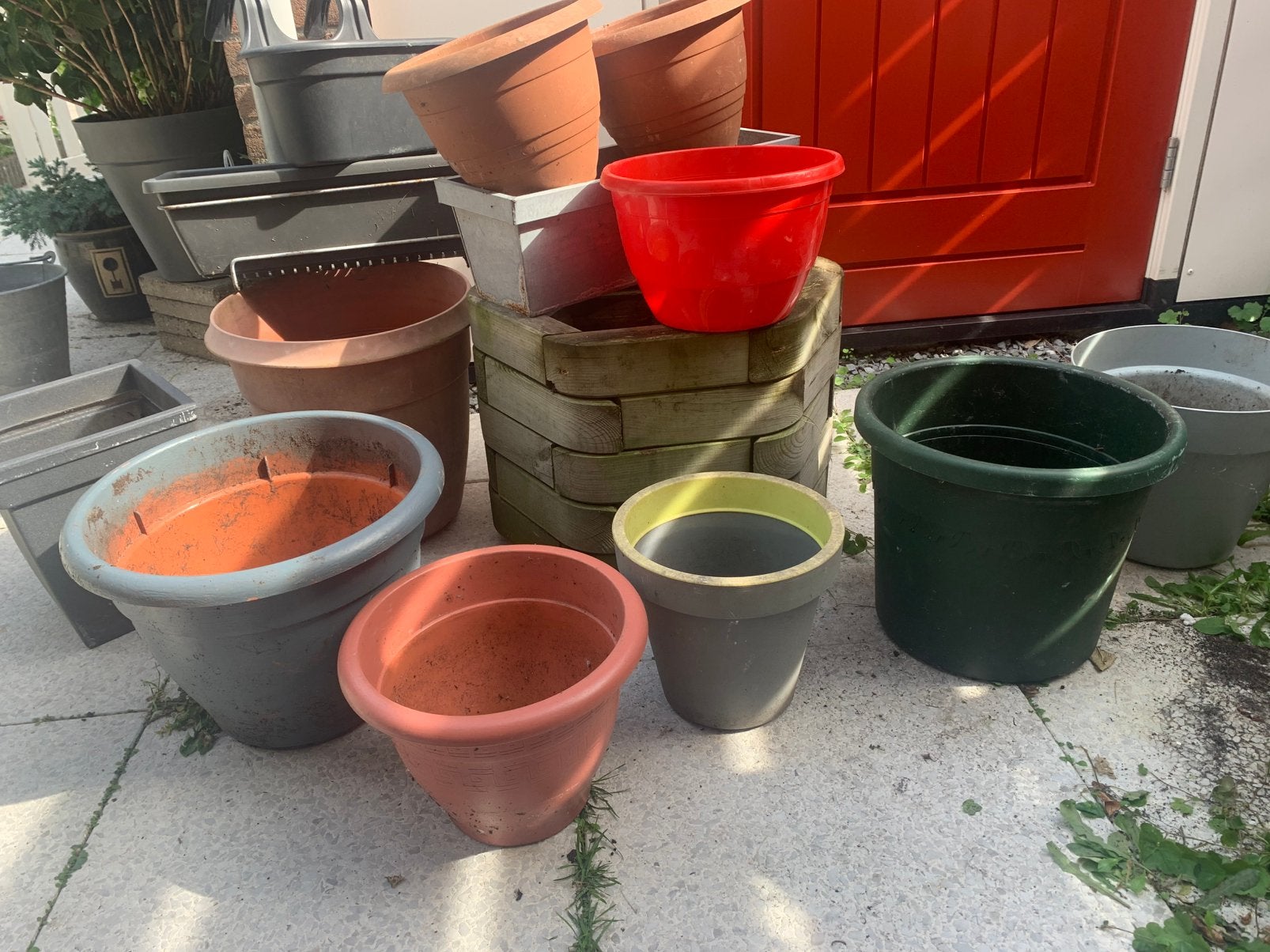 Meedere bloempotten diverse maten  AANGEPAST, Ophalen, Kunststof, Gebruikt, Minder dan 60 cm