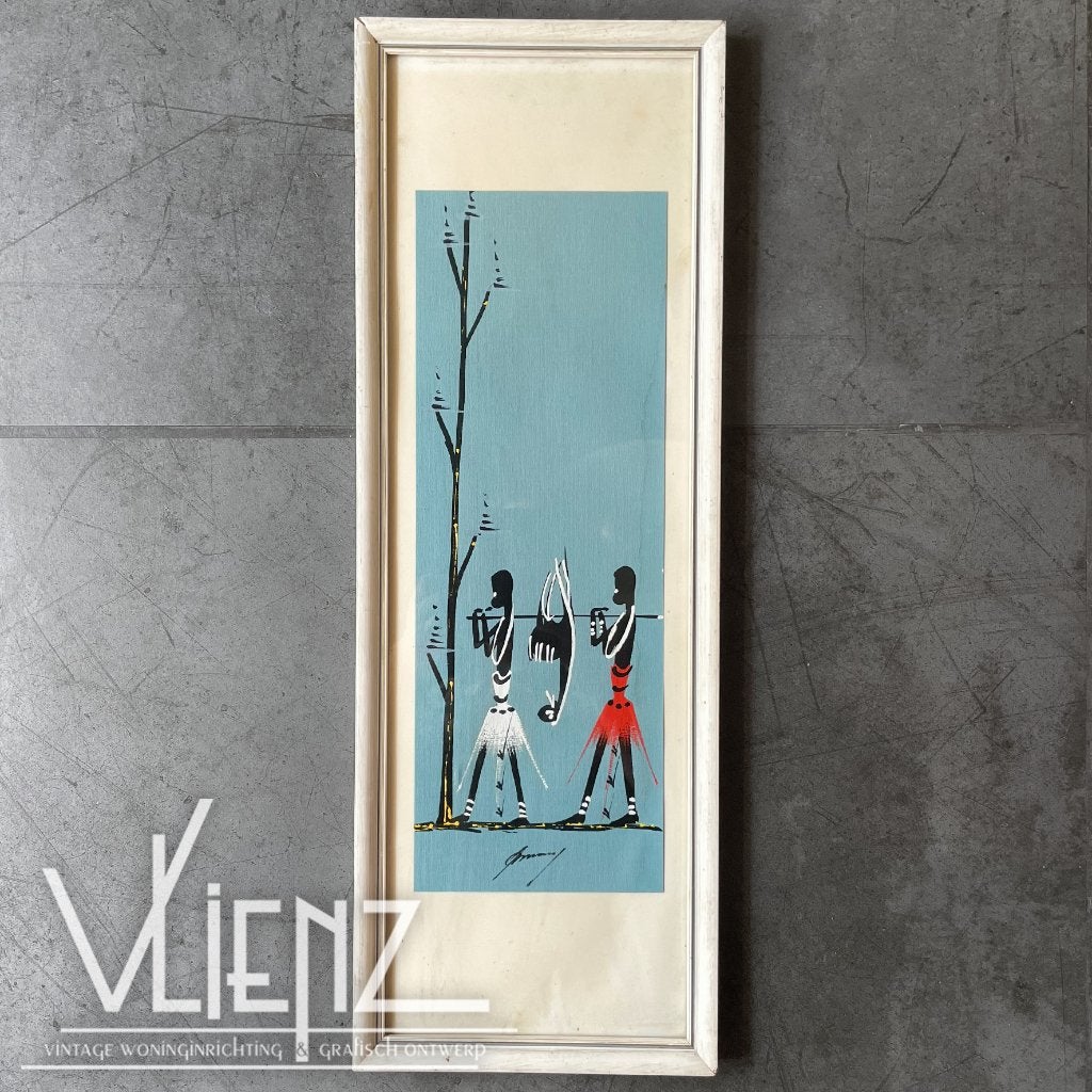 Vintage Afrikaans kunstwerk, kunst, waarschijnlijk Congo, Ophalen of Verzenden