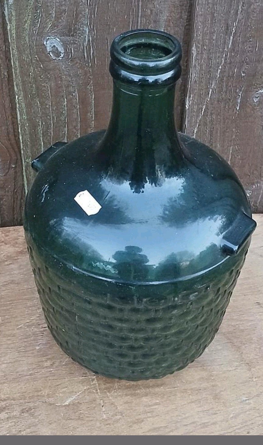 Vintage Groene Mandfles - Decoratieve Glazen Fles, Ophalen of Verzenden