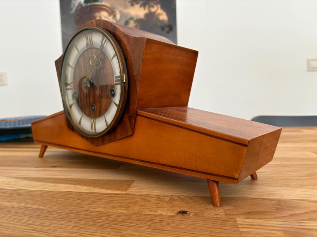 Vintage mechanische schouwklok met slinger en bim-bam, Ophalen of Verzenden