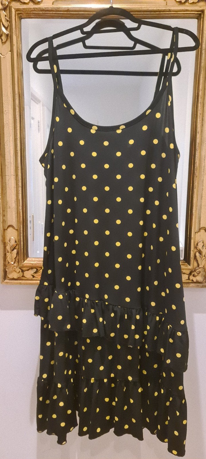 Nieuwe jurk Yoek plussize XL 50 52 zwart geel polkadot zomer, Kleding | Dames, Grote Maten, Yoek, Nieuw, Ophalen of Verzenden