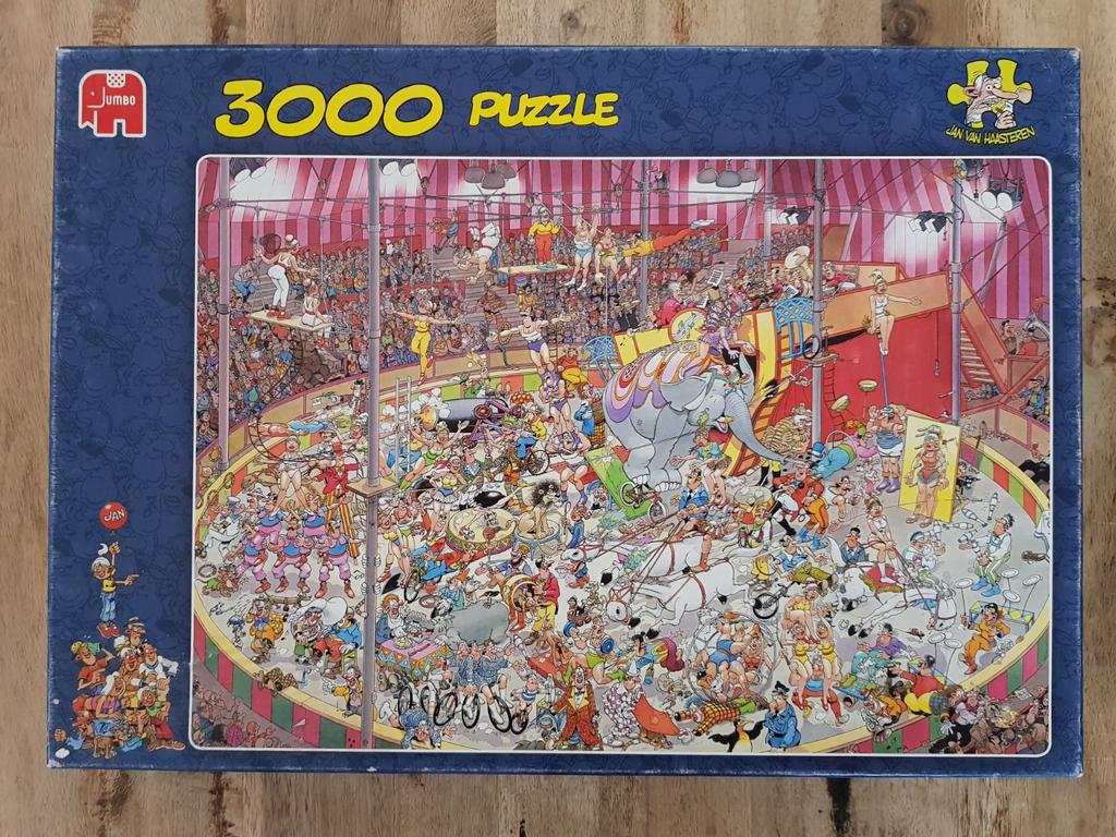 Puzzel Jan van Haasteren 3000 stukjes Het Circus, Ophalen of Verzenden, Meer dan 1500 stukjes, Zo goed als nieuw