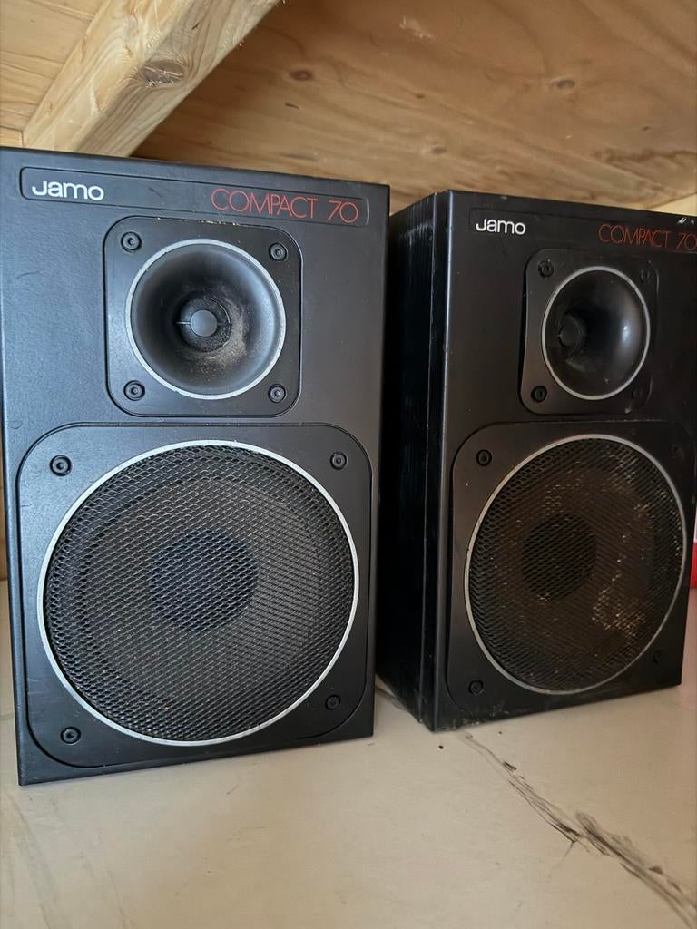 Jamo Compact 70 speakers en Technics SA-X800L receiver, Ophalen, Gebruikt, 120 watt of meer, Front, Rear of Stereo speakers