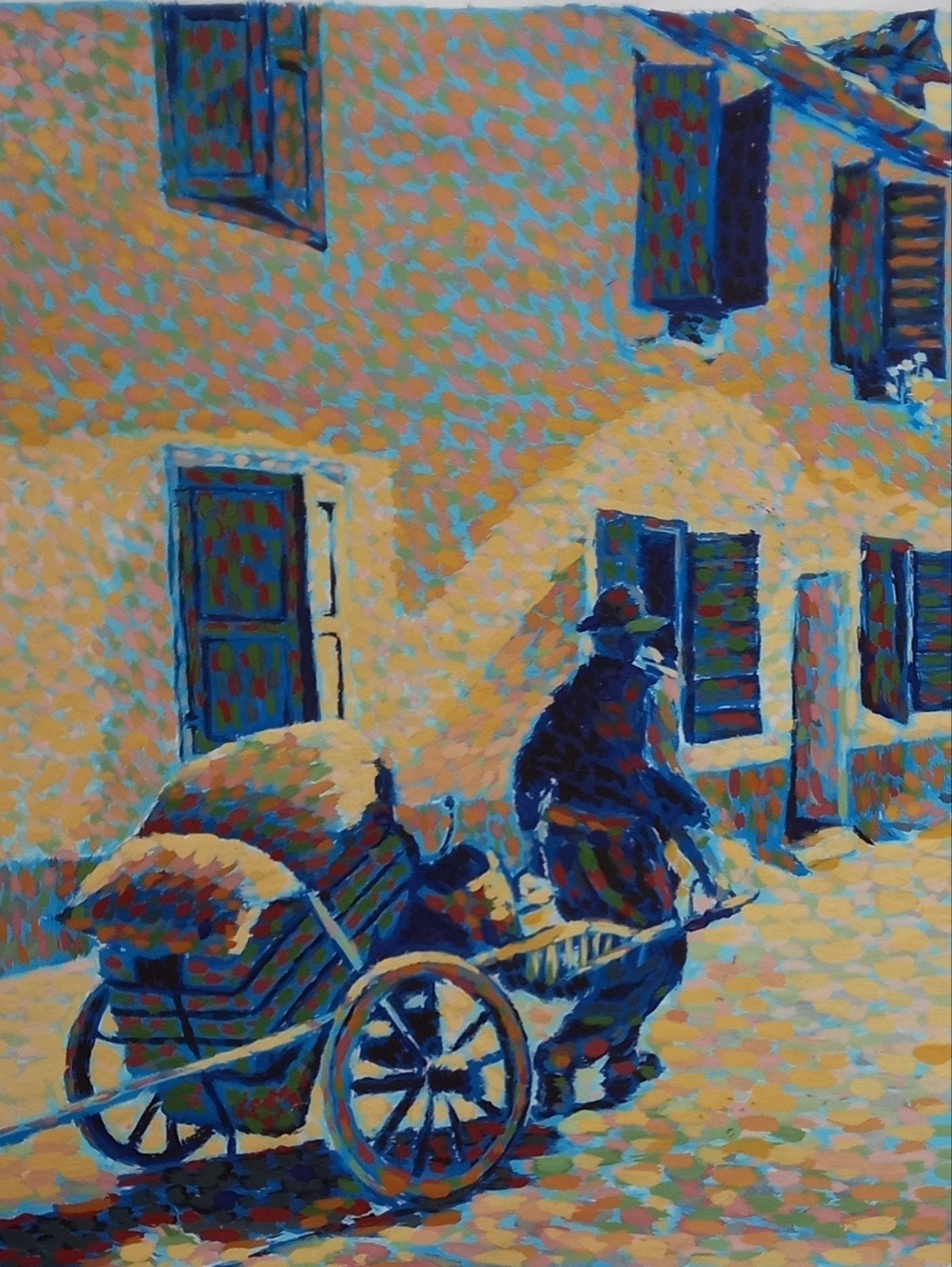 Schilderij - gouache op papier, Ophalen of Verzenden