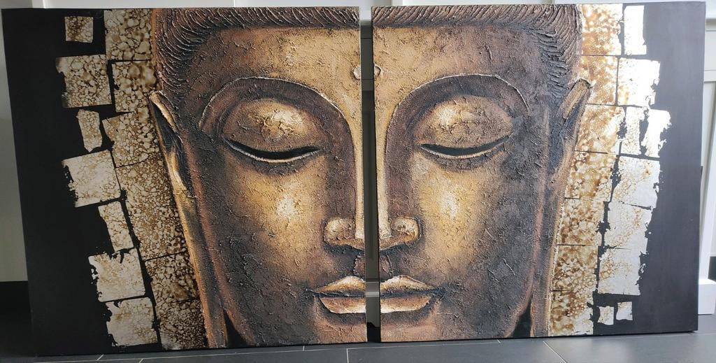 Boeddha tweeluik 200x100, Ophalen, Schilderij