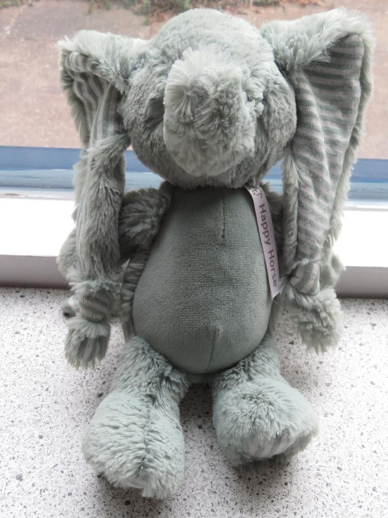 Olifant Eddy merk Happy Horse groen met streepjes, Kinderen en Baby's, Speelgoed | Knuffels en Pluche, Groen, Happy Horse, Wasbaar