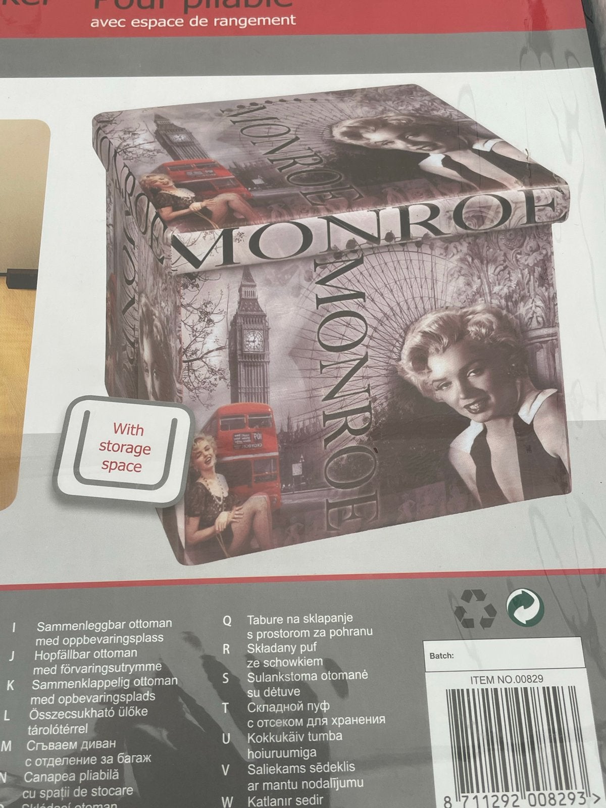 Nieuwe Marilyn Monroe Inklapbare Opbergpoef zie foto’s, Ophalen of Verzenden, Nieuw, Vierkant, Kunststof