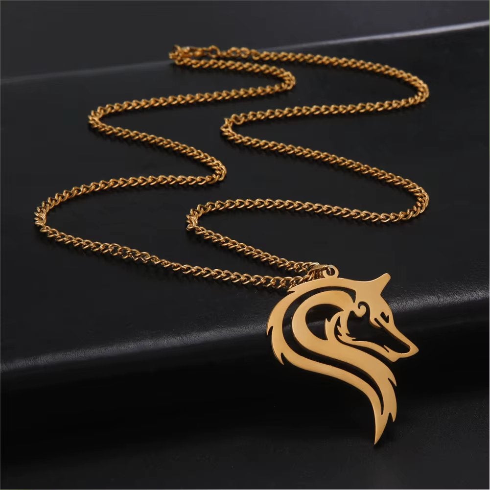 Goudkleurige Wolven Ketting / Wolf Sieraad, Verzenden, Nieuw, Goud, Overige materialen