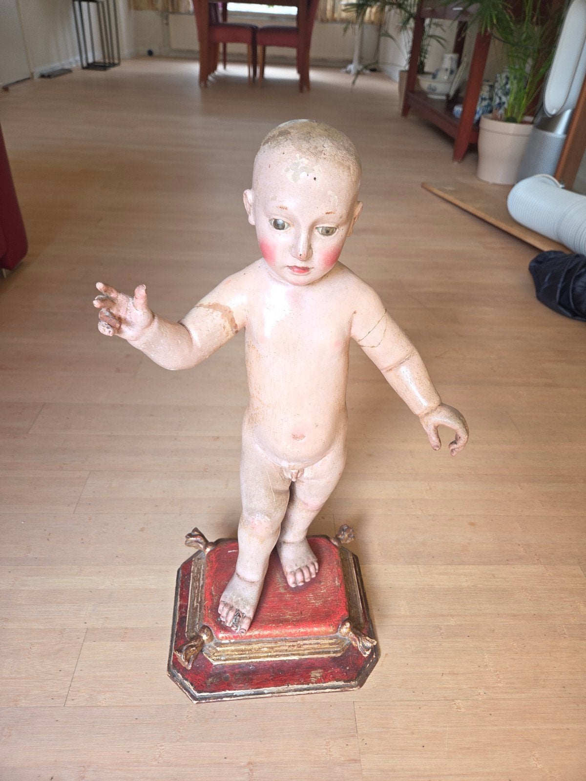 Zeldzaam  Antiek Zegenend Kindeke Jezusbeeld uit Zaragoza, Antiek en Kunst, Antiek | Religie, Ophalen of Verzenden