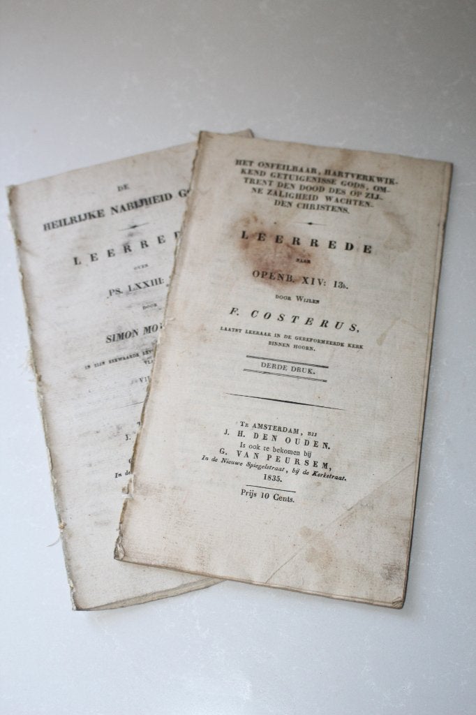 Tweetal 19e eeuwse uitgave losse preek oude schrijvers, Ophalen of Verzenden, Gelezen, Christendom | Protestants