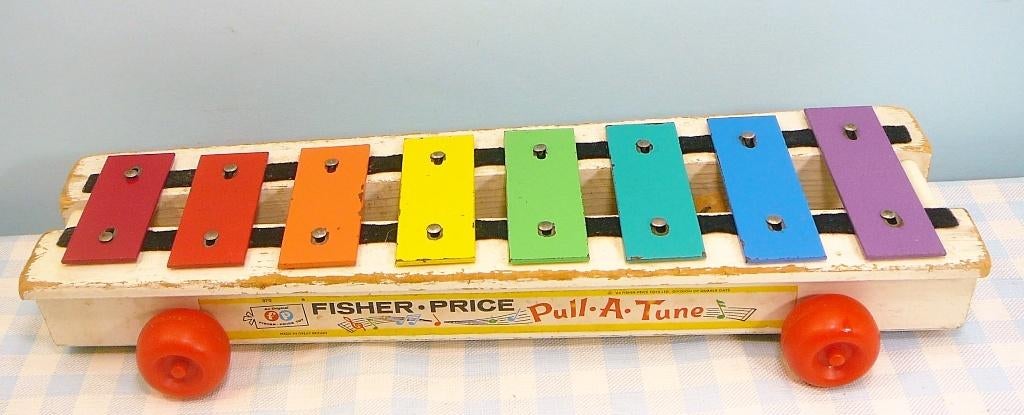 Fisher Price vintage houten Xylofoon Pull-A-Tune 870 oud, Gebruikt, Overige typen, Onbekend, Ophalen of Verzenden