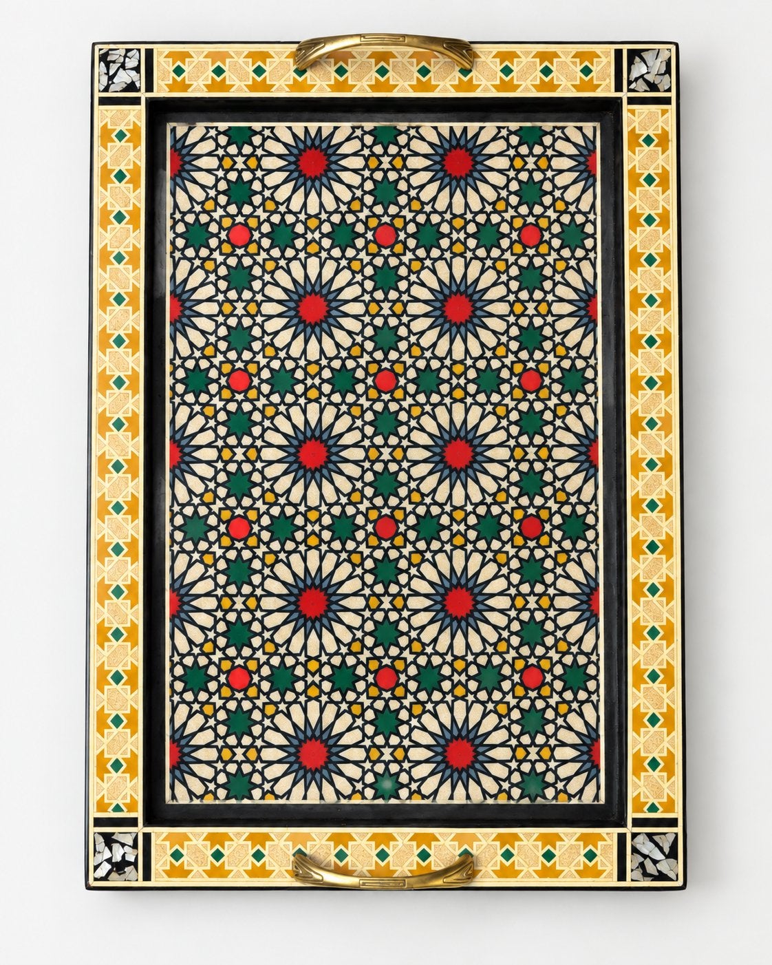 Decoratief dienblad mozaïek oosters patroon geel rood groen, Ophalen of Verzenden, Zo goed als nieuw