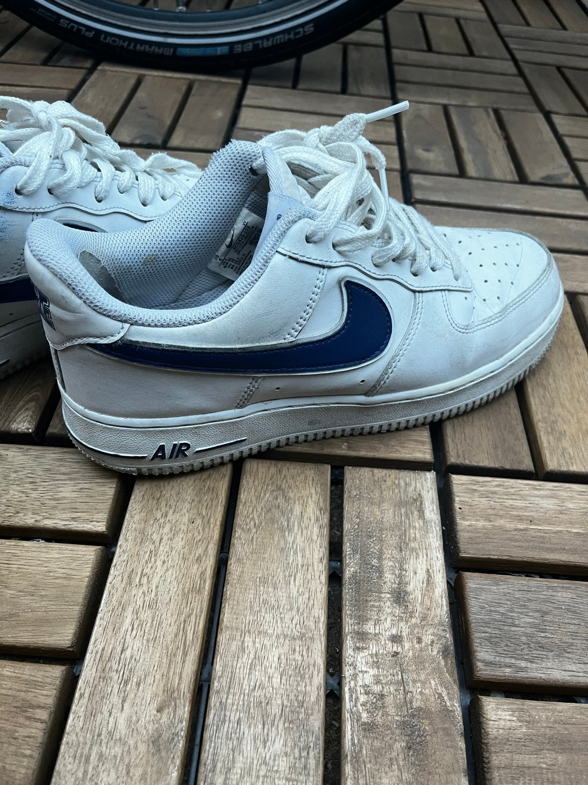 Nike Air Force 1 Wit/Blauw Heren Maat 41, Ophalen of Verzenden, Gedragen, Wit, Sneakers of Gympen