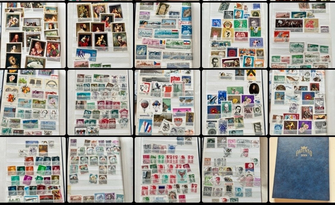 Grote verzameling postzegels in album, Postzegels en Munten, Ophalen of Verzenden, Frankeerzegel, Gestempeld, Kunst