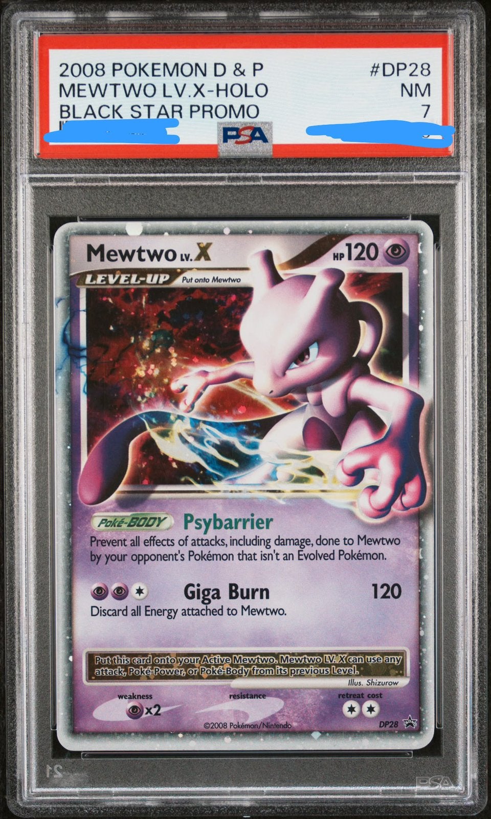 Mewtwo LV.X #DP28 PSA 7 - Lage pop - Trade bespreekbaar, Ophalen, Zo goed als nieuw, Losse kaart, Foil