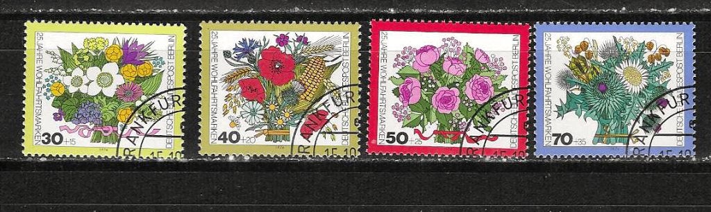Bloemen Berlin 473-476 e.a. bloemen Berlin, Ophalen of Verzenden, Gestempeld, Dier of Natuur