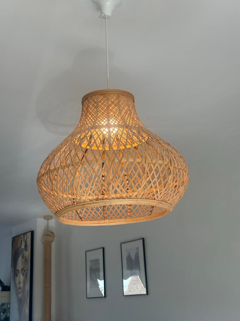 Rotan hanglamp - Boheemse stijl, Ophalen, Zo goed als nieuw, Overige materialen, 50 tot 75 cm