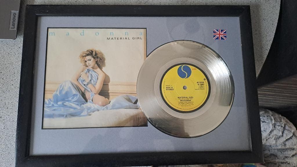 madonna disc material girl ingelijst, Cd's en Dvd's, Vinyl Singles, Ophalen, Zo goed als nieuw, Pop